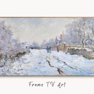 Samsung Frame TV Art 4K Snow at Argenteuil Famous Claude Monet Painting. Instant Download Landscape Wall Art for Frame TV. Vintage Wall Art