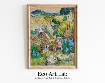 Farms near Auvers Vincent van Gogh Painting Printable Famous Art. Instant Download Farmhouse van Gogh Vintage Fine Art Digital Download