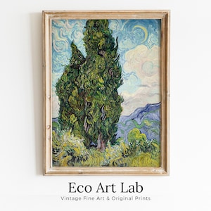 Vincent van Gogh Cypresses Printable Famous Art Prints. Instant Download van Gogh Print Vintage Wall Decor. Fine Art Digital Print