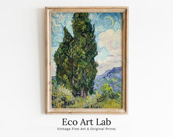 Vincent van Gogh Cypresses Printable Famous Art Prints. Instant Download van Gogh Print Vintage Wall Decor. Fine Art Digital Print