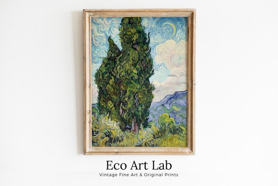 Vincent van Gogh Cypresses Printable Famous Art Prints. Instant Download van Gogh Print Vintage Wall Decor. Fine Art Digital Print