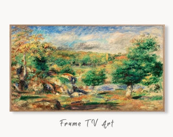 Samsung Frame TV Art 4K Vintage Countryside Landscape by Auguste Renoir. Famous Antique Oil Painting. Vintage Impressionist Art for Frame TV