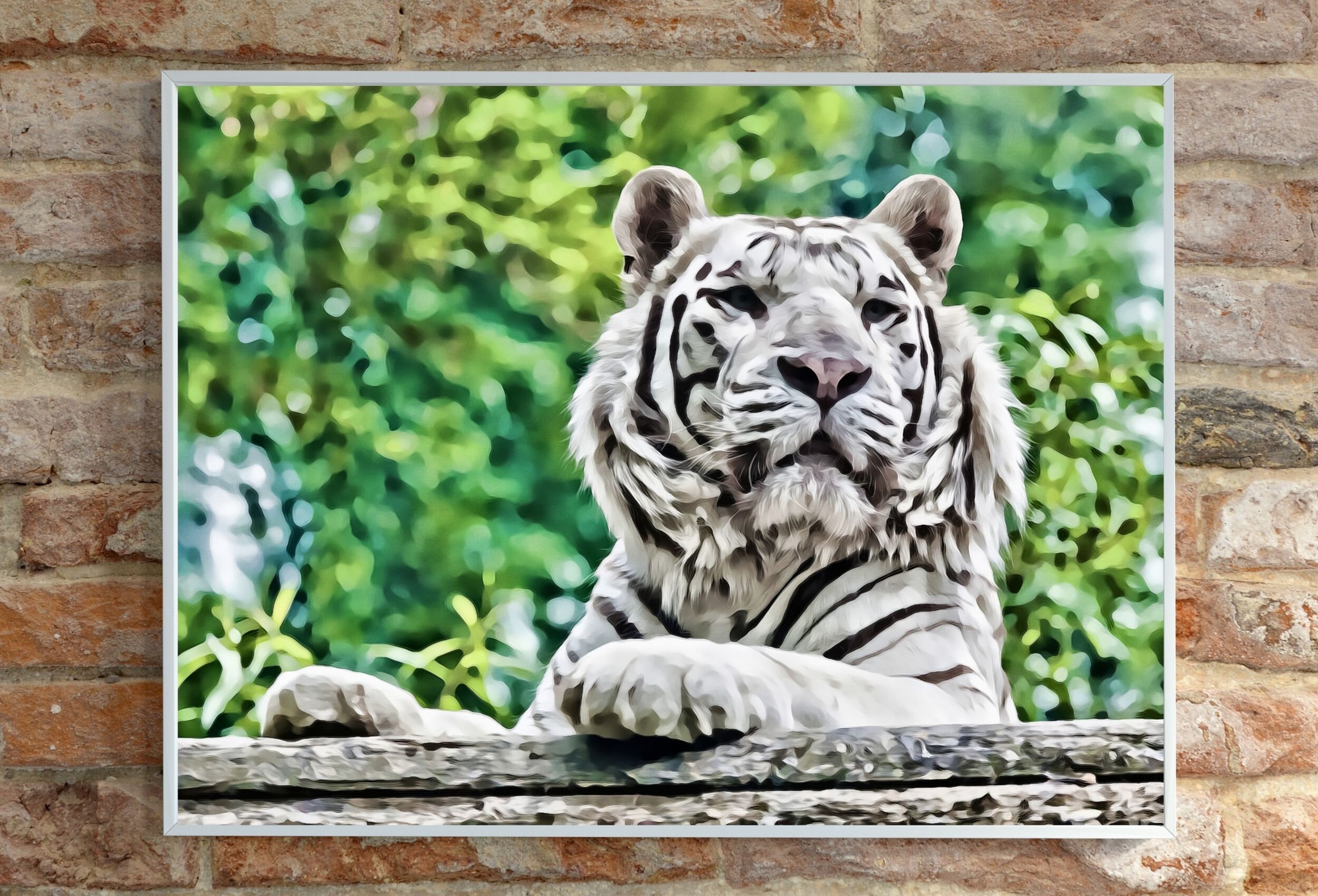 White Tiger Painting Print Printable Digital Art Safari Etsy
