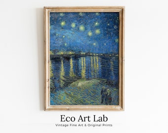 Starry Night Over the Rhone Vincent van Gogh Printable Famous Art Prints. Instant Download van Gogh Print Vintage Painting. Fine Art Print