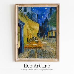 Terrasse de café Vincent van Gogh la nuit Impression d'art célèbre imprimable. Impression numérique vintage van Gogh à téléchargement immédiat