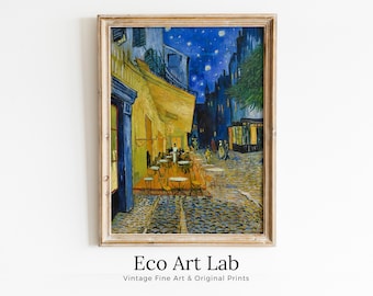 Vincent van Gogh Cafe Terrace at Night Printable Famous Art Print. Instant Download van Gogh Print Vintage Remastered Fine Art Digital Print