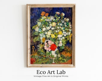 Vincent van Gogh Bouquet of Flowers in Vase Printable Famous Art Prints. Instant Download van Gogh Still Life Print. Vintage Floral Fine Art
