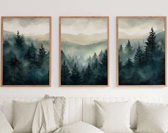 Set of 3 Prints. Watercolor Mountain Prints. Landscape Print Set. Mountain Wall Art. Gallery Wall Set. 3 Piece Wall Art. Modern Home Decor