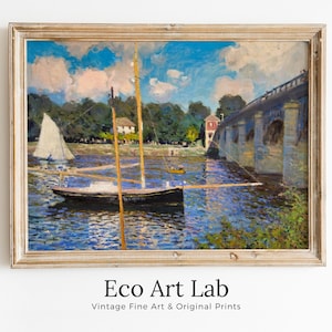 Claude Monet Pont d&#39;Argenteuil Painting Famous Monet Art. Instant Download Vintage Decor. Monet Landscape Printable Wall Art. Vintage Decor