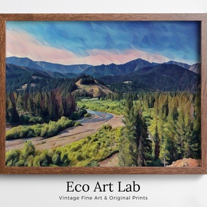 Abstrakte Bergblick Landschaftsmalerei, Polygone druckbare Wandkunst, für Haus oder Büro Dekor, Natur Print Digital Art Instant Download