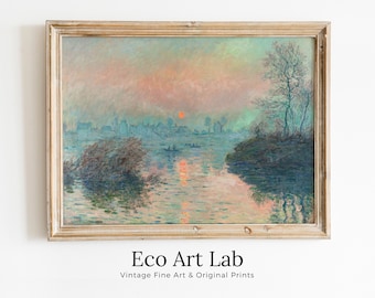 Claude Monet Sunset on the Seine Painting Famous Monet Art. Instant Download Vintage Decor. Monet Landscape Printable Wall Art Vintage Decor