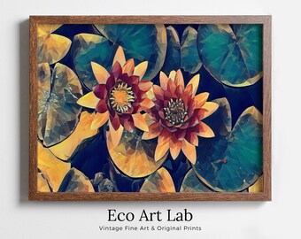 Lotus Flower Art | Botanical Wall Art | Flower Wall Decor | Digital Painting | Floral Art | Printable Download