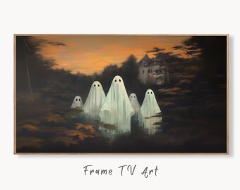 Halloween Samsung Frame TV Art | Spooky Haunted House Halloween Decor | Ghosts in a Forest | Dark Academia Wall Art | Art For Frame Tv