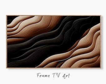 Samsung Frame TV Art 4K Neutral Minimalist Abstract Modern Art. Beige & Black 3D Texture Art. Abstract Pattern Instant Download Art for TV