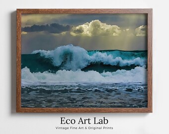Sea Waves Printable Wall Art. Ocean Wave Print Instant Download Ocean Wall Art. Coastal Wall Art Print Nautical Decor Ocean Digital Painting