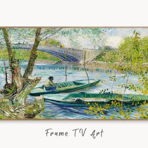Samsung Frame TV Art 4K Seine River in Springtime Famous Painting by Vincent van Gogh. Instant Download van Gogh Landscape for the Frame TV