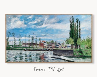 Samsung Frame TV Art 4K Famous Impressionist French Vintage River Landscape Oil Painting. Instant Download Art for Frame TV Art for Tv