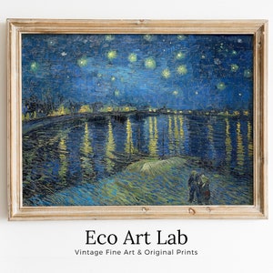 Vincent van Gogh Starry Night Over the Rhone Printable Famous Art Prints. Instant Download van Gogh Print Vintage Painting. Fine Art Print