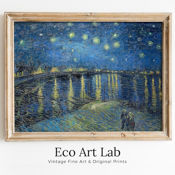 Noite Estrelada sobre o Rhone Vincent van Gogh Impressão de Arte Famosa. Instant Download van Gogh Print Vintage Painting