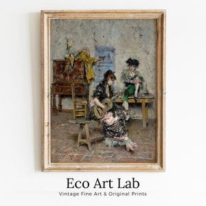 Vintage Oil Painting PRINTABLE | Woman Guitarist | Victorian Antique Print | Musician Downloadable | Vintage Woman Playing Guitar Portrait