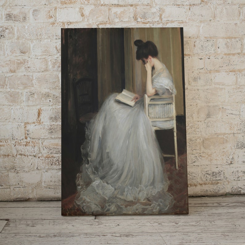 Woman Reading Art Print | Victorian Painting | Moody Portrait Woman ...