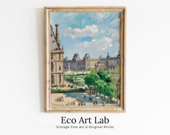 View of the Place du Carrousel in Paris Vintage Painting. Printable Famous Art Print. Instant Download Cityscape Wall Decor. Fine Art Print