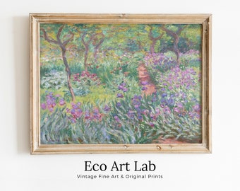 Garden with Irises Famous Claude Monet Painting. Instant Download Vintage Decor. Monet Botanical Printable Wall Art. Vintage Floral Decor