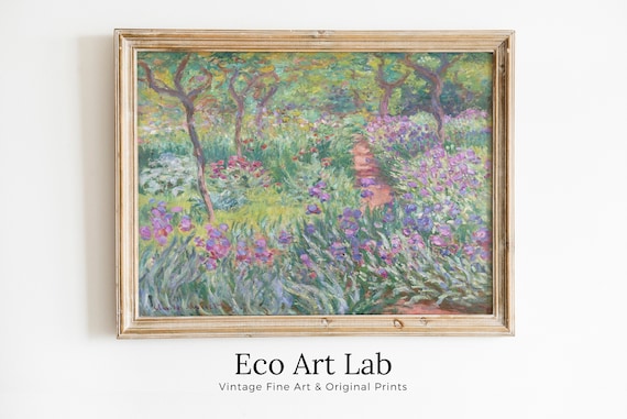 美品 クロード・モネ「モネの庭、アイリス」リトグラフ アトリエ