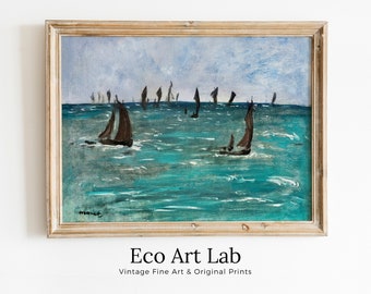 Boats at Sea Famous Édouard Manet Painting. Manet Print Nautical Wall Decor, Boat Art. Vintage Ocean Landscape Painting. Sailboat Print