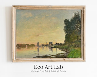 Claude Monet Argenteuil Late Afternoon Famous Painting. Instant Download Vintage Decor. Monet Landscape Printable Wall Art. Vintage Decor