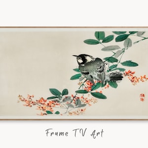 Samsung Frame TV Art 4K Bird on Branch Vintage Japanese Painting. Instant Download Vintage Art for TV. 19th Century Japanese Wall Art