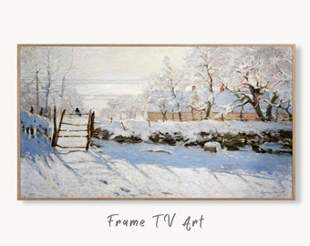 Samsung Frame TV Art 4K The Magpie Famous Claude Monet Painting. Instant Download Landscape Wall Art for the Frame TV. Vintage Wall Art