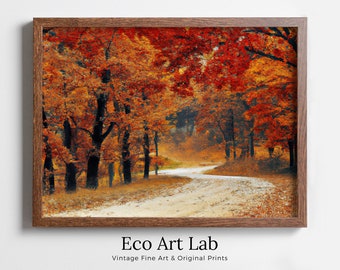 Forest Trail in the Fall Landscape Painting, Printable Wall Art. Home or Office Decor. Nature Print Digital Autumn Art. Instant Download #4