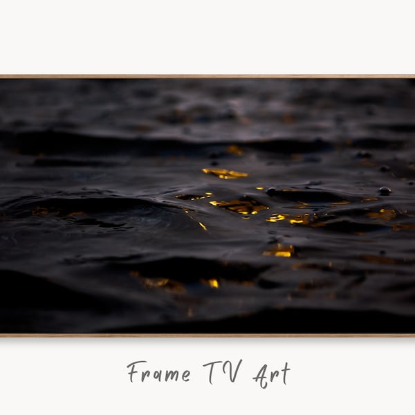 Art mural noir et or, art abstrait pour téléviseur, téléchargement numérique, art numérique pour la télévision oeuvre d'art murale colorée pour le cadre TV