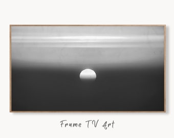 Samsung Frame TV Art 4K Black and White Abstract Sunset Painting. Instant Download Abstract Art for Samsung Frame TV. Minimalist Art for TV