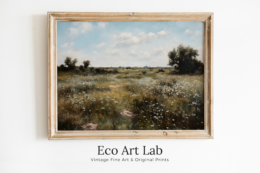 Wildflower Field PRINTABLE Art | Landscape Oil Painting | Country Field ...