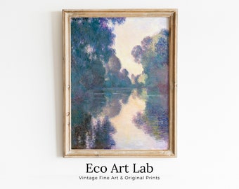 Morning on the Seine Claude Monet Painting Famous Monet Art. Instant Download Vintage Decor. Monet Landscape Antique Printable Wall Art