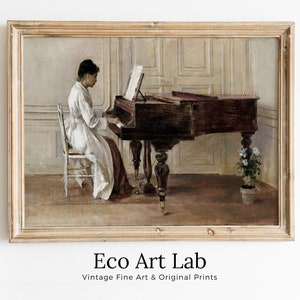 Woman Pianist | Vintage Oil Painting PRINTABLE | Rustic Antique Print | Musician Portrait Downloadable | Vintage Woman Playing Piano