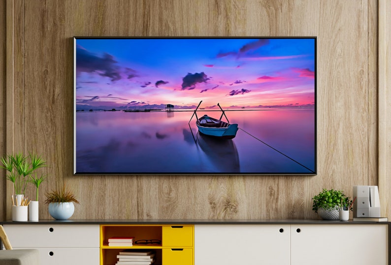 Samsung Frame TV Art 4K Dawn With a Boat at Sea Print - Etsy