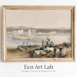 Ancient Egyptian Wall Art. Island of Philae Vintage Landscape. Egyptian Art Print. Printable Art Vintage Egyptian Landscape Digital Download