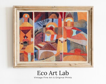 Paul Klee Print Vintage Abstract Art Poster. Temple Gardens Abstract Landscape Famous Vintage Art Print. Printable Retro Paul Klee Wall Art