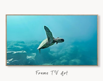 Samsung Frame TV Art 4K Sea Turtle Wall Art Digital Painting. Instant Download Turtle Ocean Art for the Samsung Frame TV. Turtle Art for TV