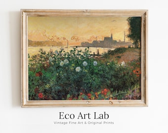 Flowered Riverbank Famous Claude Monet Painting. Instant Download Vintage Decor. Monet Botanical Print Printable Wall Art. Vintage Decor