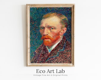 Famous Vincent van Gogh Printable Self Portrait Art Print. Instant Download van Gogh Print Vintage Classic Portrait Painting. Fine Art Print