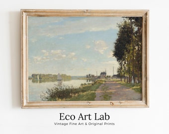 European Landscape Vintage Claude Monet Oil Painting. Impressionist Landscape Print. Classic Famous Monet Print. PRINTABLE Digital Download.