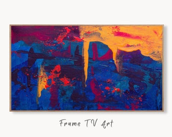 Deep Blue Abstract Painting Frame TV Art. Digital Download, Digital Art for TV, Colorful Wall Art, Abstract Artwork for The Frame TV