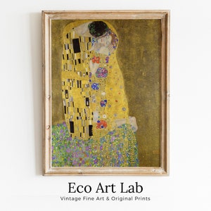 Gustav Klimt &quot;O Beijo&quot; Pintura Famosa Arte de Parede Imprimível. Download Instantâneo Impressão Gustav Klimt. Pôster Romântico Vintage. Impressão Art Nouveau