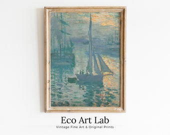Sunrise Painting by Claude Monet Nautical Famous Monet Art. Instant Download Vintage Decor. Monet Landscape Printable Wall Art Vintage Decor