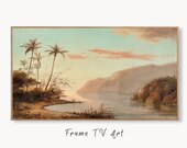 Samsung Frame TV Art 4K Antique Virgin Islands Creek Landscape Oil Painting. Instant Download Rustic Vintage Painting. Art for the Frame TV