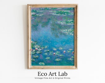 Claude Monet Water Lilies Painting Famous Monet Art. Instant Download Vintage Decor. Monet Botanical Print Printable Wall Art Vertical Decor